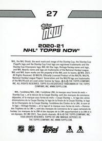 2020-21 Topps Now NHL Stickers #27 Arthur Kaliyev Back