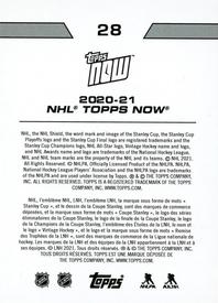 2020-21 Topps Now NHL Stickers #28 David Pastrnak Back
