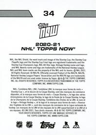 2020-21 Topps Now NHL Stickers #34 Auston Matthews Back