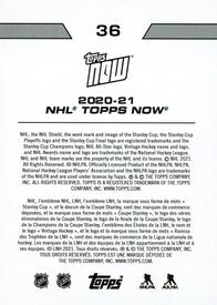 2020-21 Topps Now NHL Stickers #36 Pius Suter Back