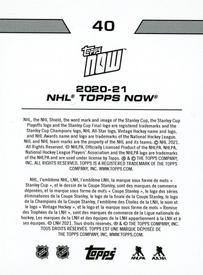 2020-21 Topps Now NHL Stickers #40 Tyler Toffoli Back