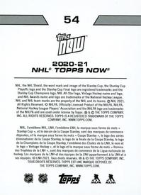 2020-21 Topps Now NHL Stickers #54 Erik Brannstrom Back