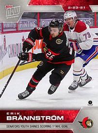 2020-21 Topps Now NHL Stickers #54 Erik Brannstrom Front
