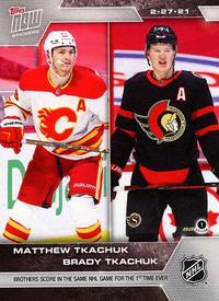 2020-21 Topps Now NHL Stickers #59 Matthew Tkachuk / Brady Tkachuk Front