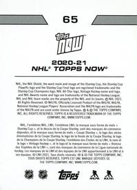 2020-21 Topps Now NHL Stickers #65 Pittsburgh Penguins Back