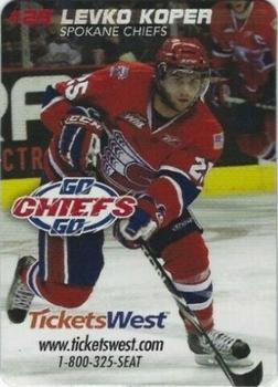 2010-11 Tickets West Spokane Chiefs (WHL) Player Magnets #NNO Levko Koper Front