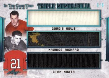2020-21 Leaf In The Game Used - Triple Memorabilia Platinum Blue #TM-09 Gordie Howe / Maurice Richard / Stan Mikita Front