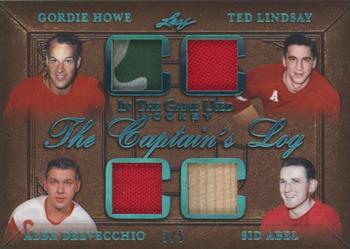 2020-21 Leaf In The Game Used - The Captain’s Log Platinum Blue #TCL-16 Gordie Howe / Ted Lindsay / Alex Delvecchio / Sid Abel Front