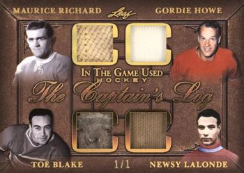 2020-21 Leaf In The Game Used - The Captain’s Log Gold #TCL-29 Maurice Richard / Gordie Howe / Toe Blake / Newsy Lalonde Front