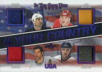 2020-21 Leaf In The Game Used - 4 Your Country Purple #4YC-16 Chris Chelios / Joe Mullen / Bill Guerin / John LeClair Front
