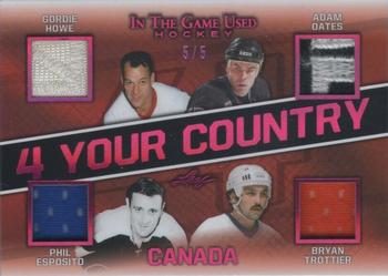 2020-21 Leaf In The Game Used - 4 Your Country Magenta #4YC-02 Gordie Howe / Adam Oates / Phil Esposito / Bryan Trottier Front