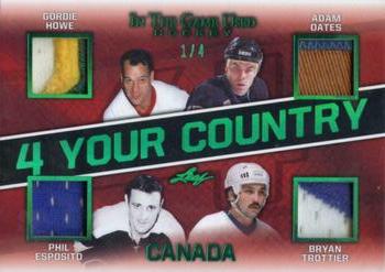 2020-21 Leaf In The Game Used - 4 Your Country Emerald #4YC-02 Gordie Howe / Adam Oates / Phil Esposito / Bryan Trottier Front