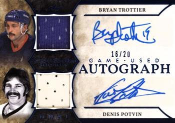 2020-21 Leaf In The Game Used - Dual Autographs Navy Blue #GUDA-02 Bryan Trottier / Denis Potvin Front