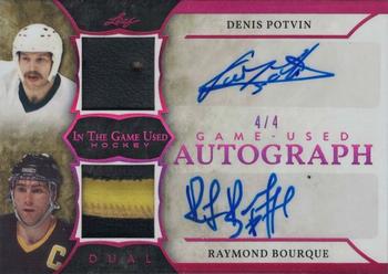 2020-21 Leaf In The Game Used - Dual Autographs Magenta #GUDA-10 Denis Potvin / Raymond Bourque Front
