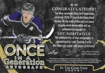 2020-21 Leaf In The Game Used - Once in a Generation Emerald #OG-LR1 Luc Robitaille Back