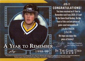 2020-21 Leaf In The Game Used - A Year to Remember Navy Blue #AYR-11 Jaromír Jágr Back