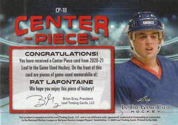 2020-21 Leaf In The Game Used - Center Piece Purple #CP-10 Pat LaFontaine Back