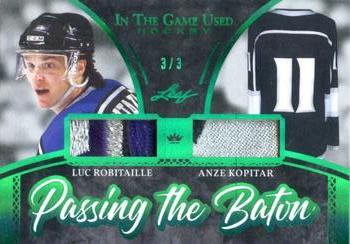 2020-21 Leaf In The Game Used - Passing the Baton Emerald #PTB-15 Luc Robitaille / Anze Kopitar Front