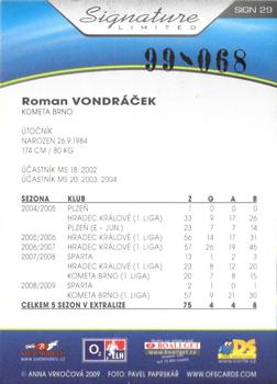 2009-10 Czech OFS Plus - Signature Limited BLACK #SIGN29 Roman Vondracek Back