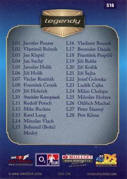 2009-10 Czech OFS Plus - Legends #CL Checklist Back