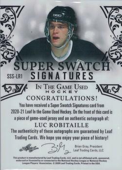 2020-21 Leaf In The Game Used - Super Swatch Signatures Navy Blue #SSS-LR1 Luc Robitaille Back