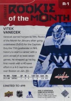 2020-21 Upper Deck Game Dated Moments - Rookie of the Month Achievements #R-1 Vitek Vanecek Back