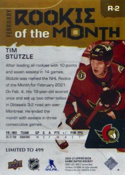 2020-21 Upper Deck Game Dated Moments - Rookie of the Month Achievements #R-2 Tim Stützle Back