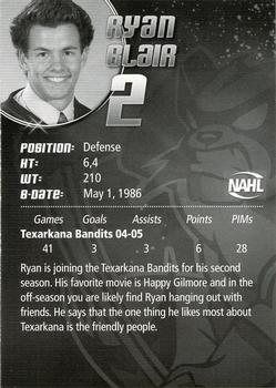 2005-06 Texarkana Bandits (NAHL) #NNO Ryan Blair Back