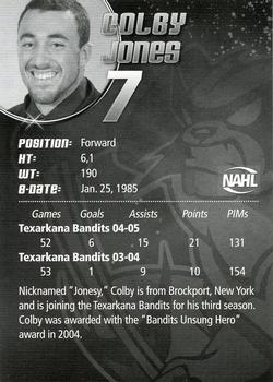 2005-06 Texarkana Bandits (NAHL) #NNO Colby Jones Back