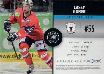 2013-14 Playercards Premium Serie (DEL) #ET-008 Casey Borer Back