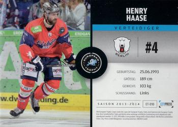 2013-14 Playercards Premium Serie (DEL) #ET-010 Henry Haase Back
