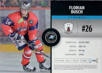 2013-14 Playercards Premium Serie (DEL) #ET-017 Florian Busch Back