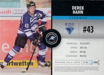 2013-14 Playercards Premium Serie (DEL) #ET-061 Derek Hahn Back