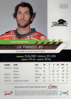 2013-14 Playercards Premium Serie (DEL) #DEL-204 J.D. Forrest Back