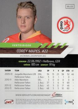 2013-14 Playercards Premium Serie (DEL) #DEL-223 Corey Mapes Back