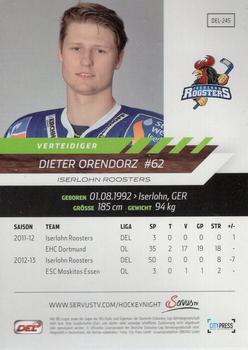 2013-14 Playercards Premium Serie (DEL) #DEL-245 Dieter Orendorz Back