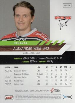 2013-14 Playercards Premium Serie (DEL) #DEL-274 Alexander Weiß Back