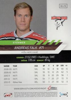2013-14 Playercards Premium Serie (DEL) #DEL-276 Andreas Falk Back
