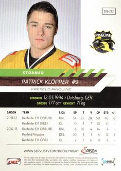 2013-14 Playercards Premium Serie (DEL) #DEL-292 Patrick Klöpper Back