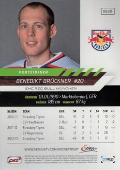 2013-14 Playercards Premium Serie (DEL) #DEL-295 Benedikt Brückner Back