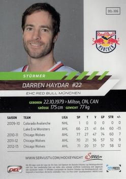 2013-14 Playercards Premium Serie (DEL) #DEL-306 Darren Haydar Back