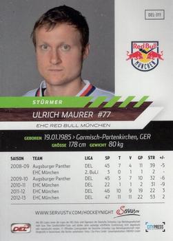 2013-14 Playercards Premium Serie (DEL) #DEL-311 Ulrich Maurer Back