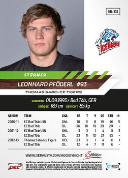 2013-14 Playercards Premium Serie (DEL) #DEL-332 Leonhard Pföderl Back