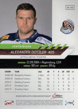 2013-14 Playercards Premium Serie (DEL) #DEL-358 Alexander Dotzler Back