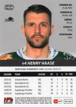 2020-21 Playercards (DEL) #DEL-004 Henry Haase Back