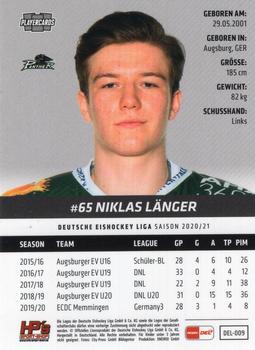 2020-21 Playercards (DEL) #DEL-009 Niklas Länger Back