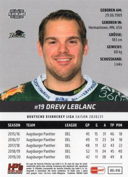 2020-21 Playercards (DEL) #DEL-016 Drew LeBlanc Back