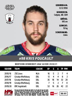 2020-21 Playercards (DEL) #DEL-051 Kris Foucault Back