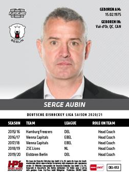 2020-21 Playercards (DEL) #DEL-053 Serge Aubin Back
