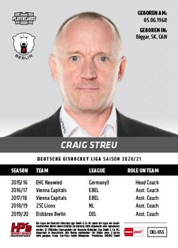 2020-21 Playercards (DEL) #DEL-055 Craig Streu Back